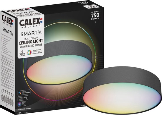 Calex Slimme Plafondlamp - Ø30cm - Zwart