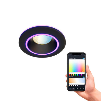 Calex Slimme Halo LED Inbouwspot Zwart - RGB en Warm Wit - 6.5W