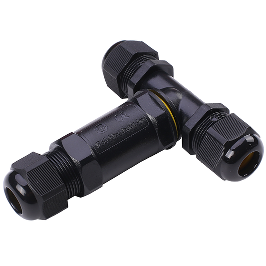 T-connector buiten | IP68 | 3-weg T-vorm kabeldoos voor 3-draads aansluiting | Draaddikte 4-8 mm | TÜV